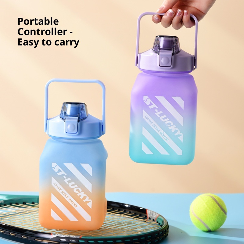 001 Cross-Border Internet Celebrity Square Straw Outdoor Portable Handheld Sports Water Bottle Gradient Color Sugar Cube Big_voghion.com