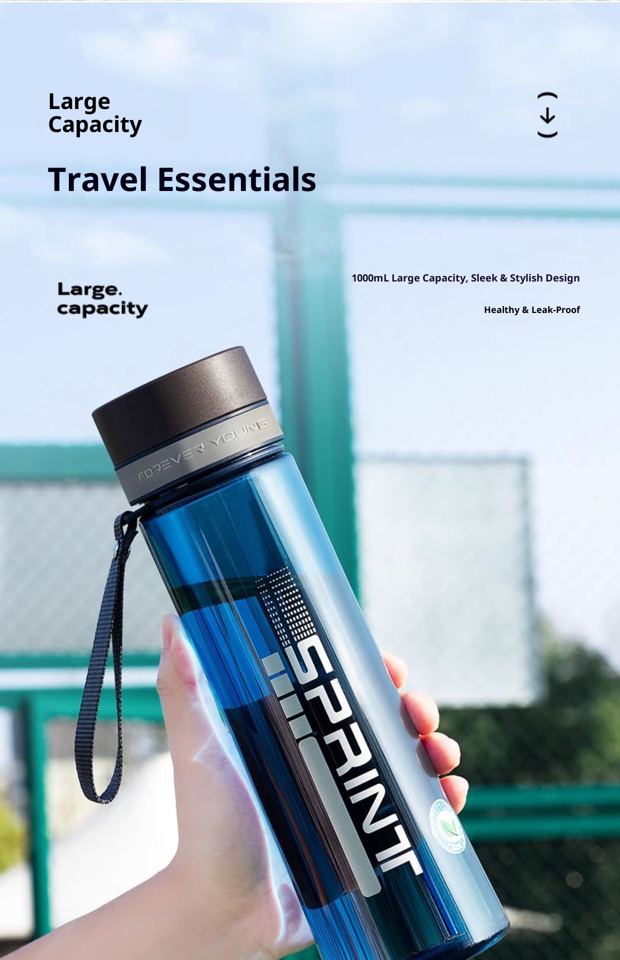 001 Große Trinkflasche für Männer, Sommer-Outdoor-Becher, Sport-Trinkflasche, bruchfester Kunststoff, hitzebeständig_voghion.com