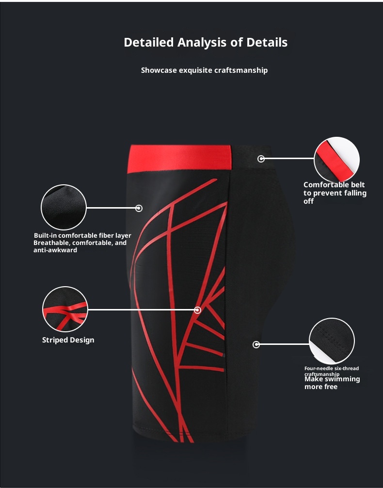 001 Men's Swim Anti-Embarrassment Adult Plus Size Fashion Color Block Polyester Beach Shorts Seaside Vacation Hot Spring_voghion.com