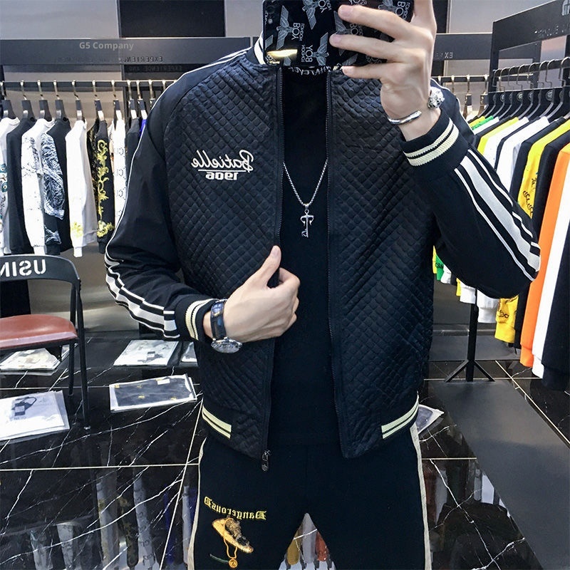 ActiveGo ActiveGo Giacca da baseball da uomo europea di alta qualità con patchwork ricamato, imbottita e calda, autunno 2023_voghion.com