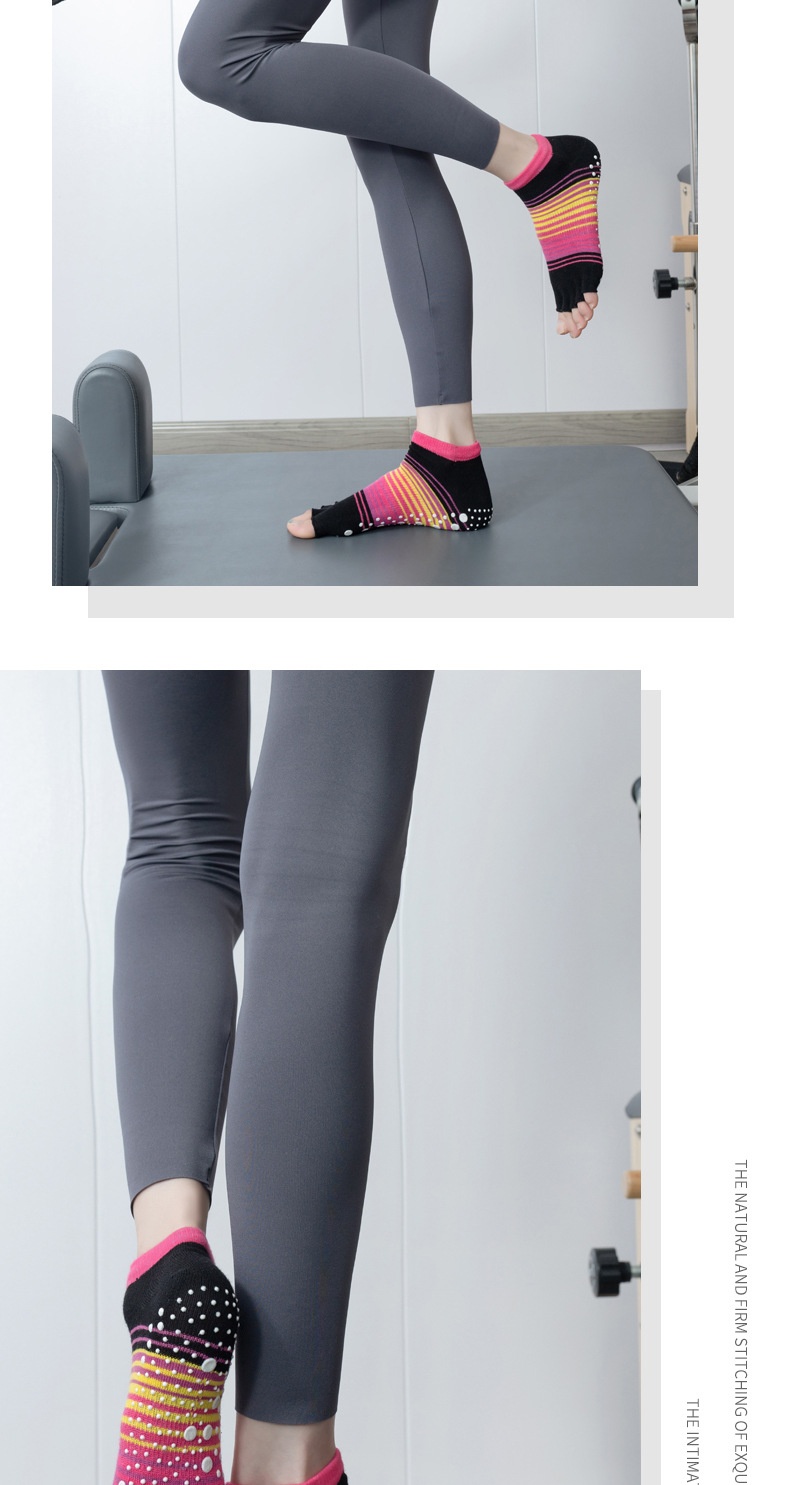 001 Pilates Women Professional Non-Slip Open Sports Fitness Toe Separator Striped Yoga Socks In Stock Wholesale_voghion.com