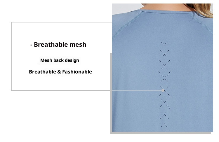 ActiveGo ActiveGo Plus Size Loose Fit Hip-Covering Yoga Shirt Slimming Mesh Back Traspirante Manica Lunga Running Fitness Top Abbigliamento Sportivo Per_voghion.com