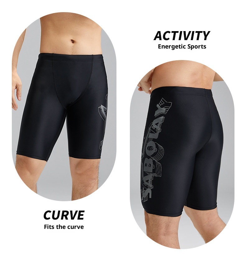 001 New Cross-Border Adult Men's Tight Breathable Nylon Boxer Shorts Extended Chlorine-Resistant Five-Point Swimming Trunks_voghion.com