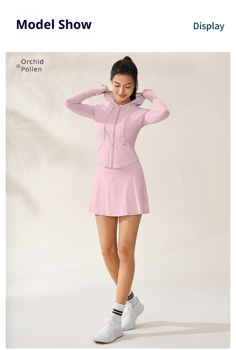 ActiveGo ActiveGo Zhejiang Xichen Original Yarn, abbigliamento da yoga traspirante con cappuccio e protezione solare UV per donna, abbigliamento leggero per esterni_voghion.com