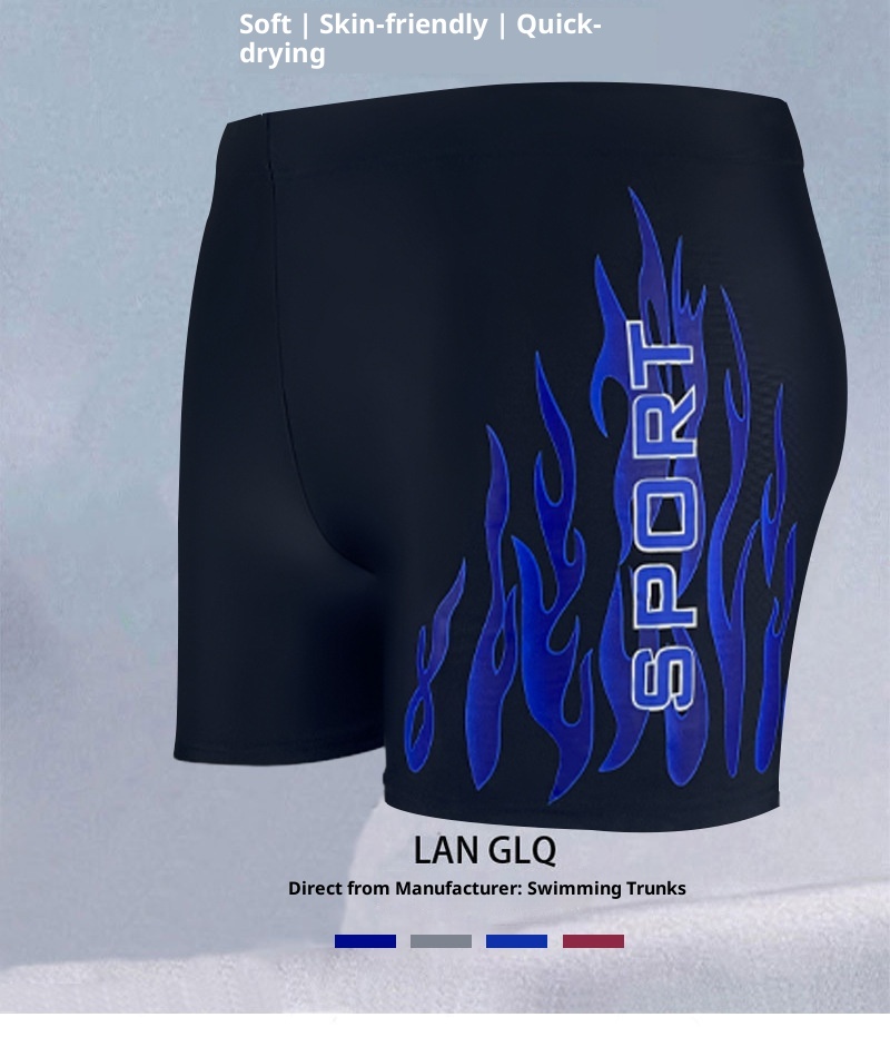 001 Men's Adult Quick-Dry Loose Swimwear Plus Size Boxer With Swim Cap Set Vacation Swimming Trunks_voghion.com