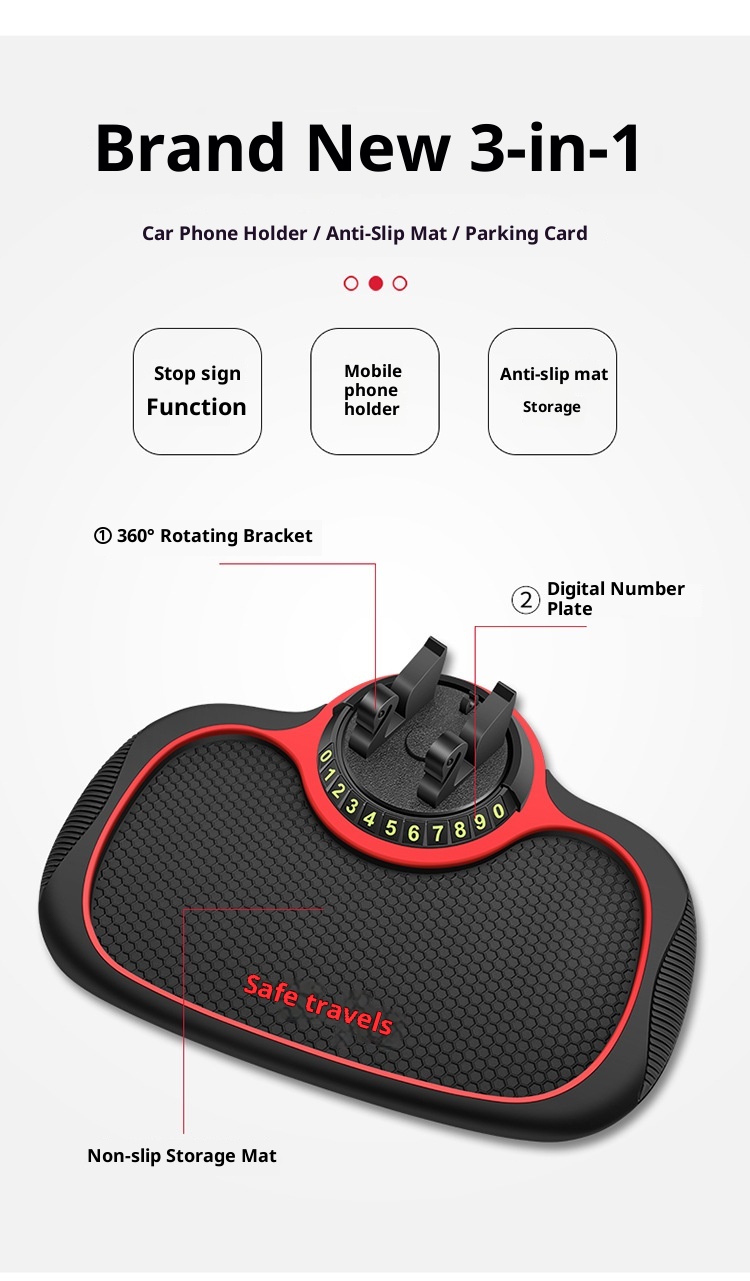 Xiao Deng Handyhalterung, multifunktional, mit Nationalflagge, rutschfest, für Armaturenbrett, Instrumententafel, Auto-Ablagematte, Parkplatznummernschild_voghion.com