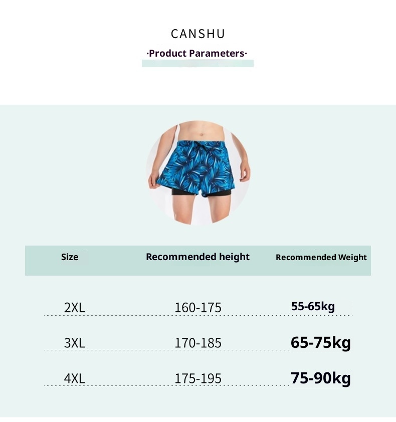 001 Summer New Men's Swim Trunks Anti-Embarrassment Double Layer Quick-Dry Boxer Adult Three-Quarter Swimming Running Hot_voghion.com
