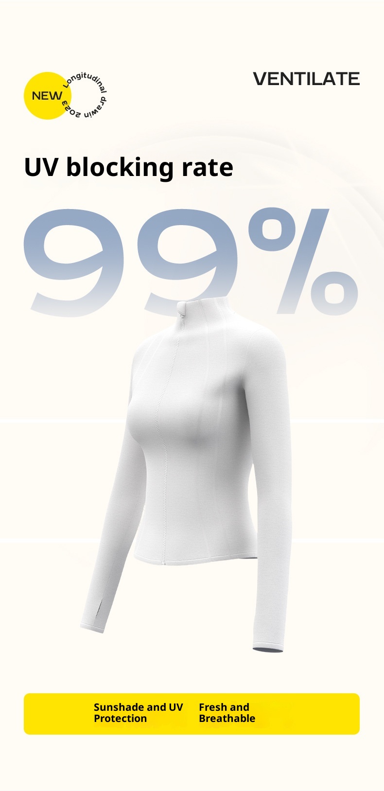 ActiveGo ActiveGo Abbigliamento solare per donna, estate, sport all'aria aperta, protezione UV, giacca aderente con colletto alla coreana_voghion.com