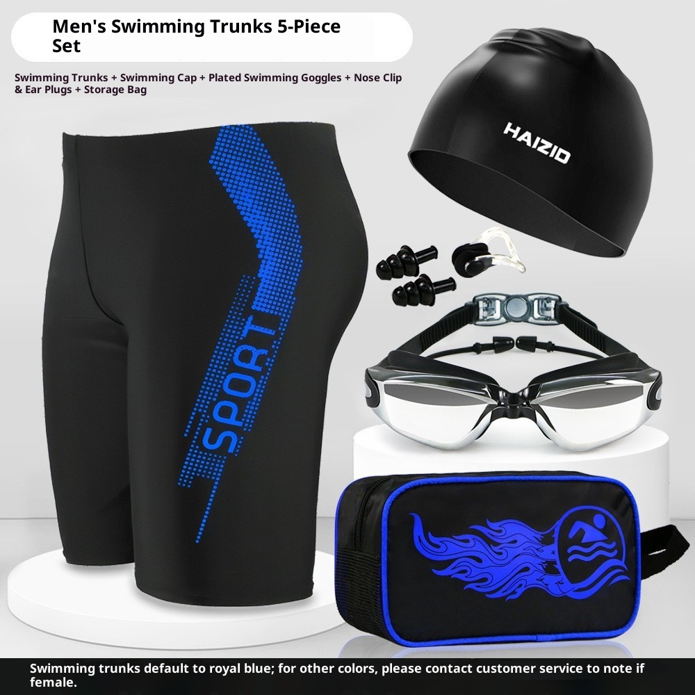 001 Adult Swimwear Set Manufacturer Wholesale Plus Size Quick-Dry Five-Point Trunks Cap Swim Goggles Men's Swimming Gear_voghion.com