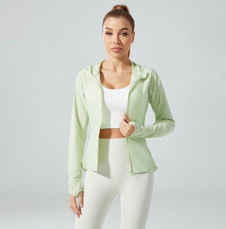 ActiveGo ActiveGo QCFE Qiancai Feier Summer Outdoor Sports Yoga Fitness Running Hooded Ice Feel Sun Protection Jacket For Women 3031_voghion.com