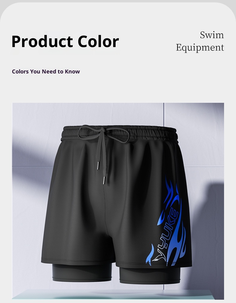 001 Adult Nw Profssional Quick-Dry Two-Layr Loos Larg Siz Doubl-Layr Anti-Embarrassmnt Swimming Trunks St_voghion.com