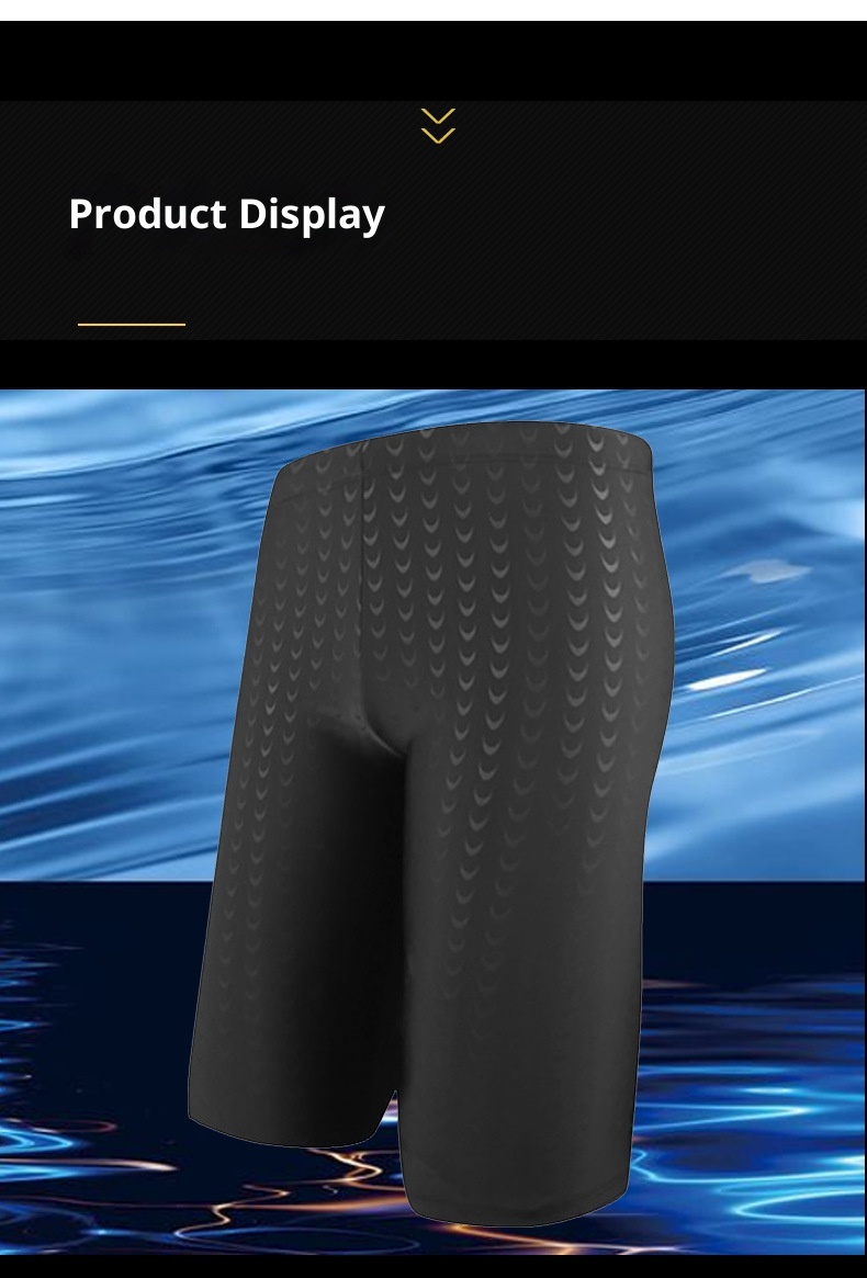 001 Wholesale Men's Large Size Five-Point Professional Long Racing Adult Boxer Beach Shorts Shark Swim Trunks_voghion.com