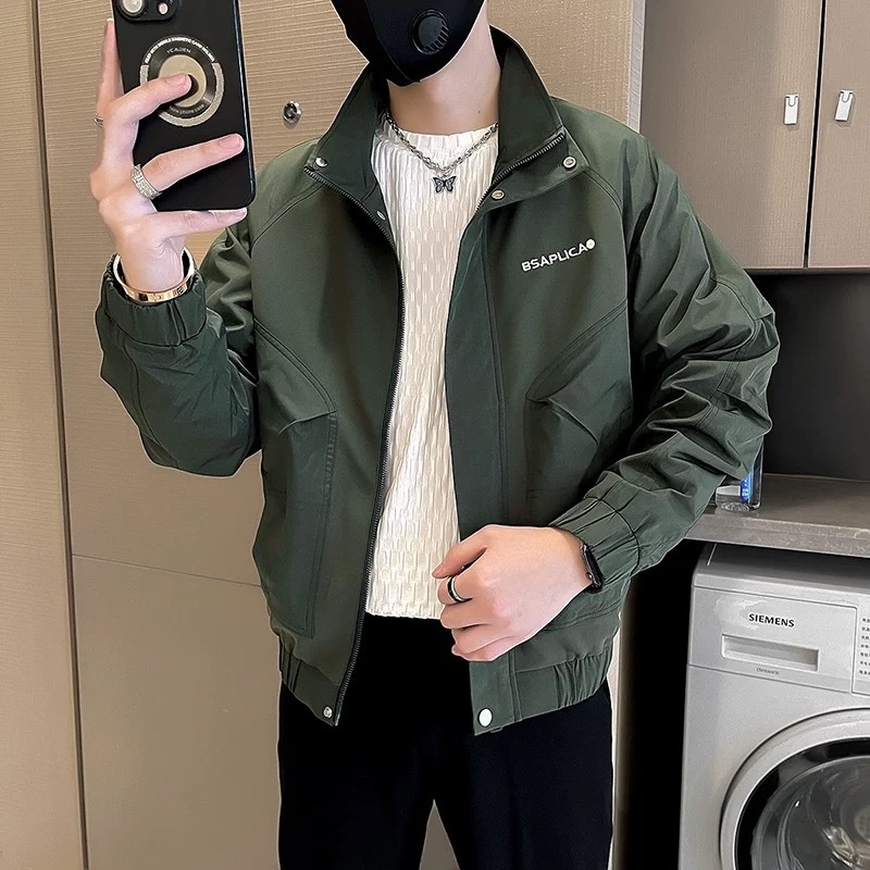 ActiveGo ActiveGo Giacca da baseball con colletto rovesciato, stile americano, versatile, da uomo, primavera autunno, stile High Street, alla moda_voghion.com