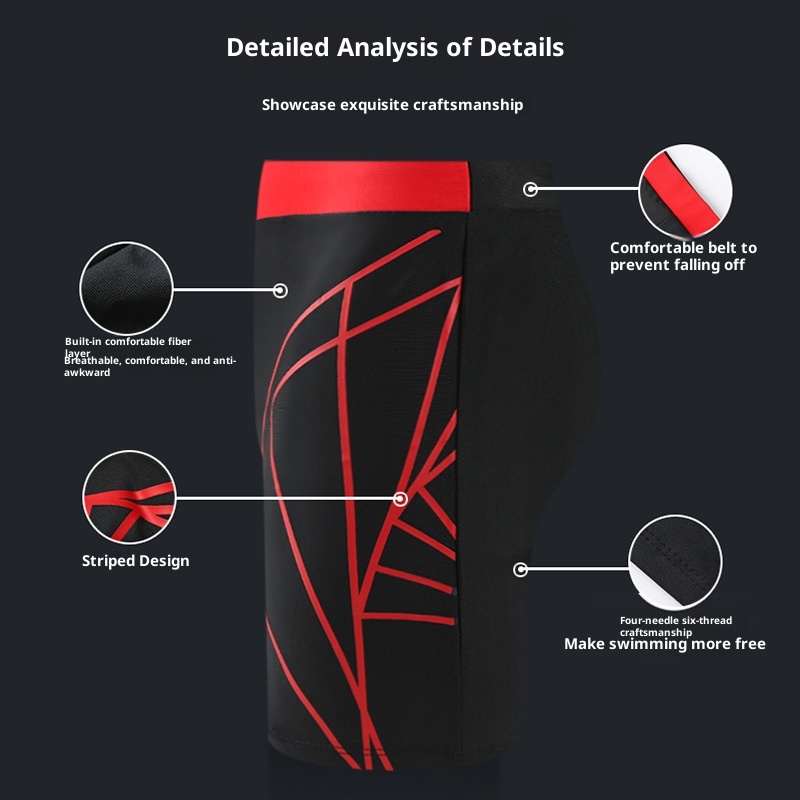 001 Men's Swim Anti-Embarrassment Adult Plus Size Fashion Color Block Polyester Beach Shorts Seaside Vacation Hot Spring_voghion.com