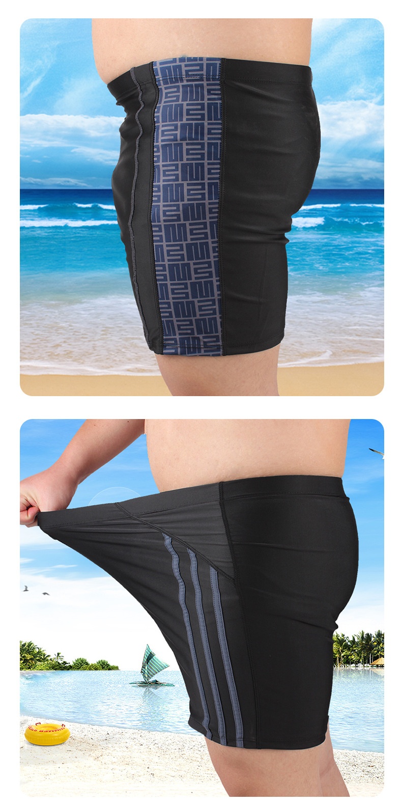 001 Pantaloncini da bagno larghi a cinque punti per uomo di grandi dimensioni, ad asciugatura rapida, all'ingrosso_voghion.com