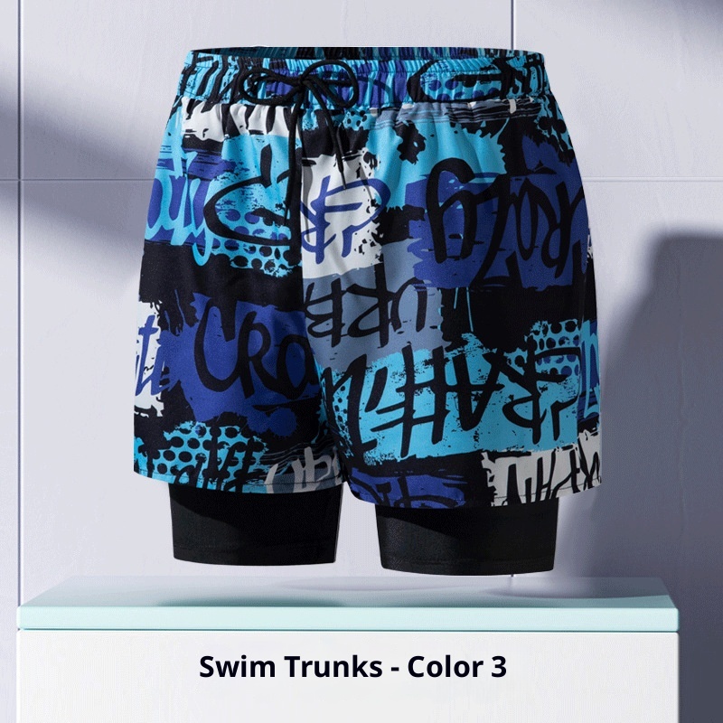 001 Costume da bagno da uomo per adulti, nuovo boxer largo alla moda professionale anti-imbarazzo a doppio strato ad asciugatura rapida, elastico alto_voghion.com