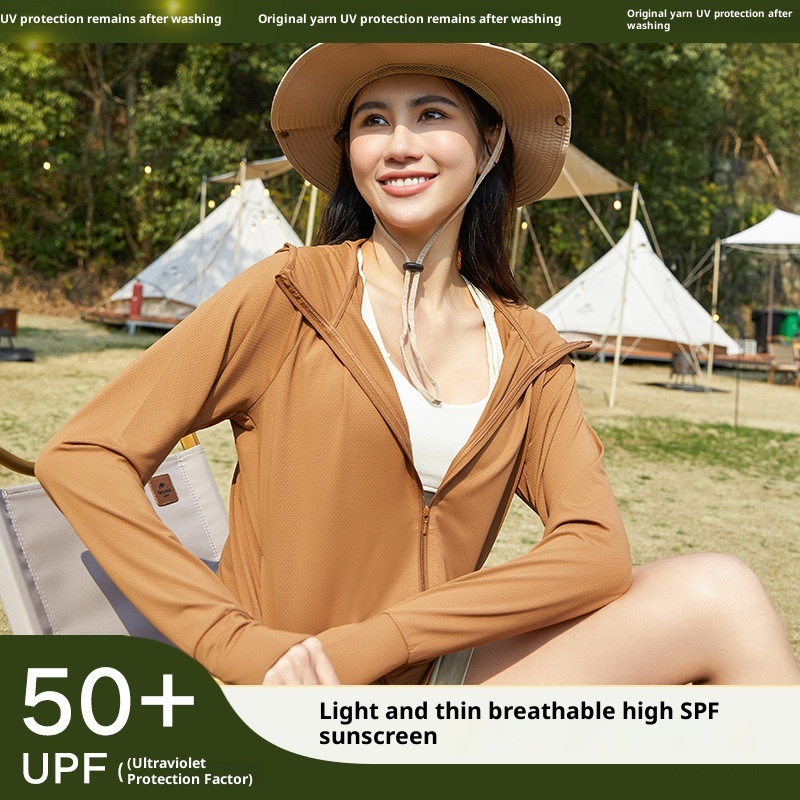 Giacca solare con cappuccio ActiveGo ActiveGo Ice Feel per donna, abbigliamento fitness estivo, abbigliamento yoga per allenamento all'aperto, giacca protettiva UV_voghion.com