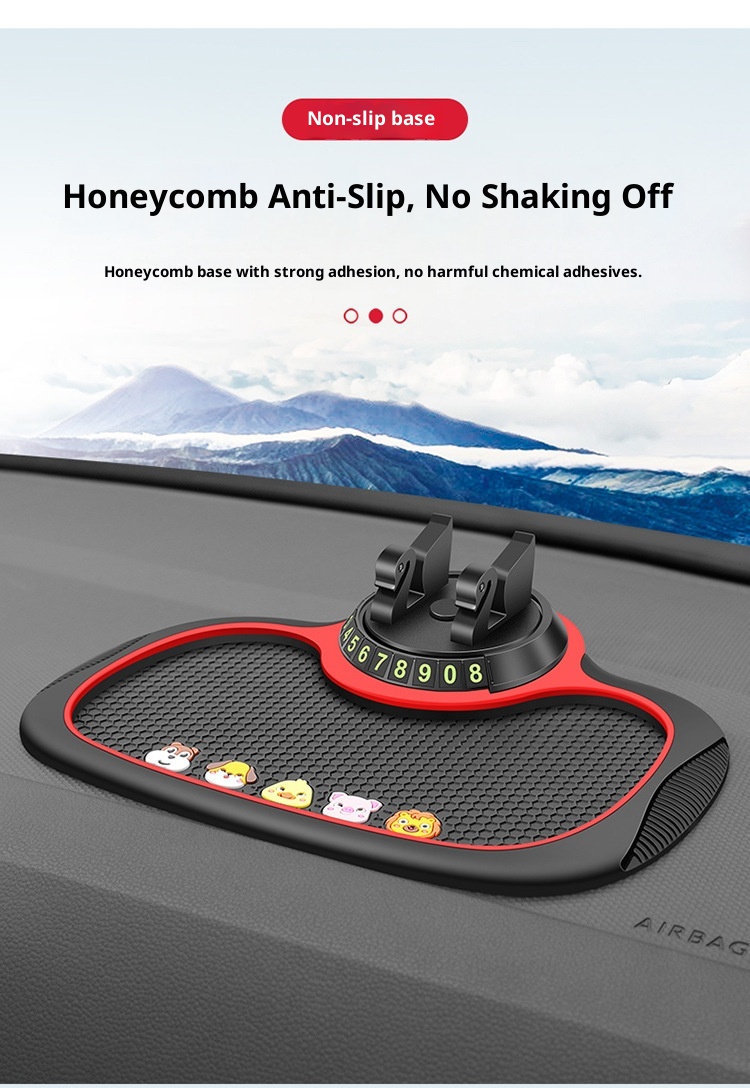 Xiao Deng Handyhalterung, multifunktional, mit Nationalflagge, rutschfest, für Armaturenbrett, Instrumententafel, Auto-Ablagematte, Parkplatznummernschild_voghion.com