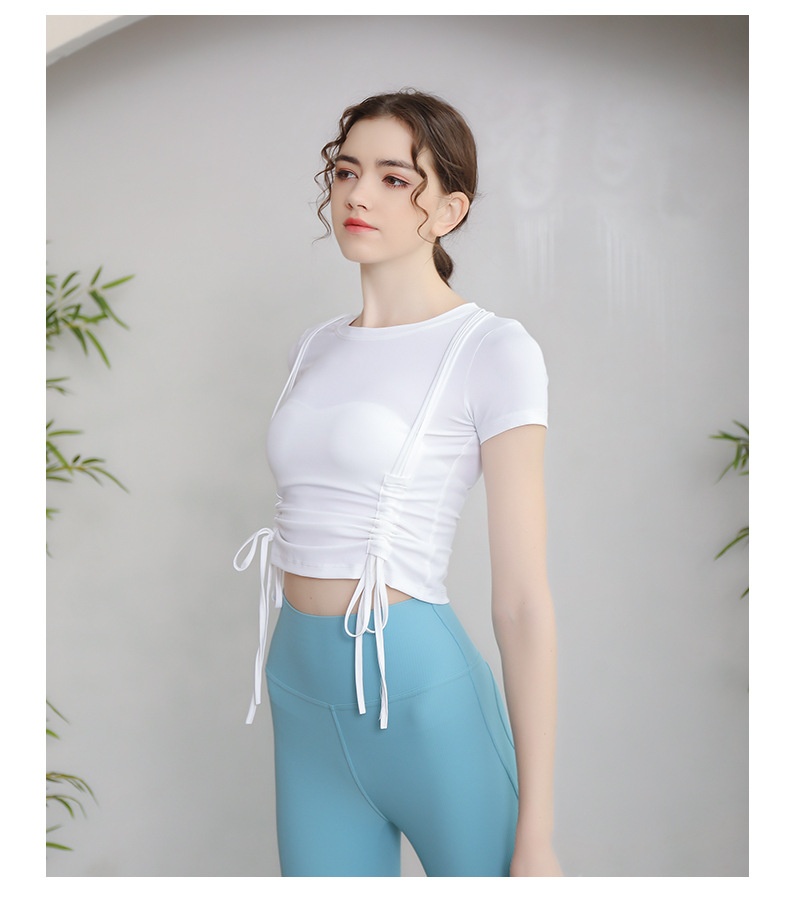 ActiveGo ActiveGo Outdoor Bare Sensation Sports Maglietta a maniche corte con coulisse per yoga e fitness Pilates ad asciugatura rapida_voghion.com