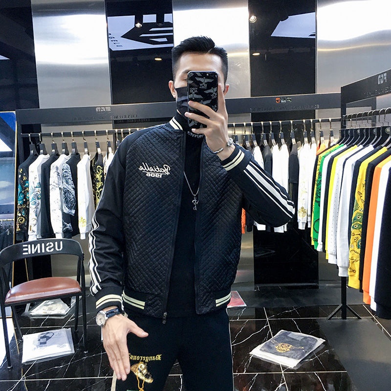 ActiveGo ActiveGo Giacca da baseball da uomo europea di alta qualità con patchwork ricamato, imbottita e calda, autunno 2023_voghion.com