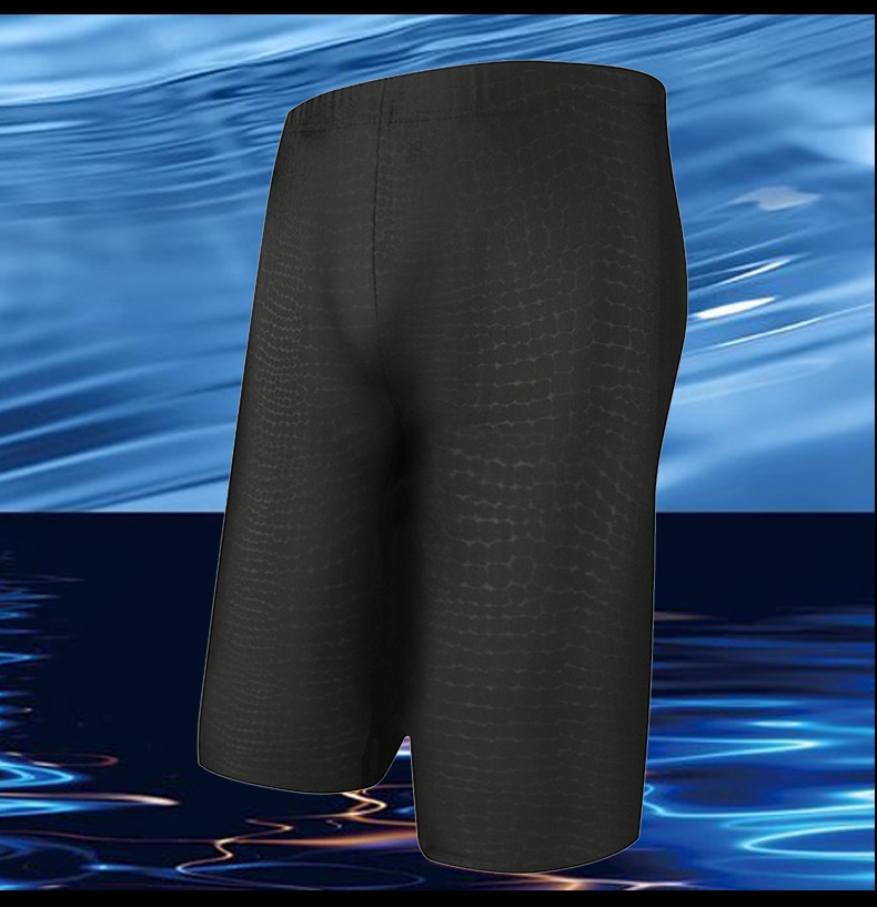 001 Wholesale Men's Large Size Five-Point Professional Long Racing Adult Boxer Beach Shorts Shark Swim Trunks_voghion.com