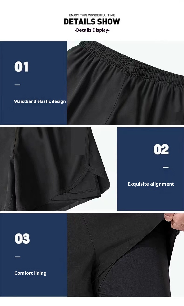 001 Men's Swimming Trunks Adult New Double Layer Anti-Embarrassment Professional Boxer Quick-Dry Fashion Loose High Elastic_voghion.com