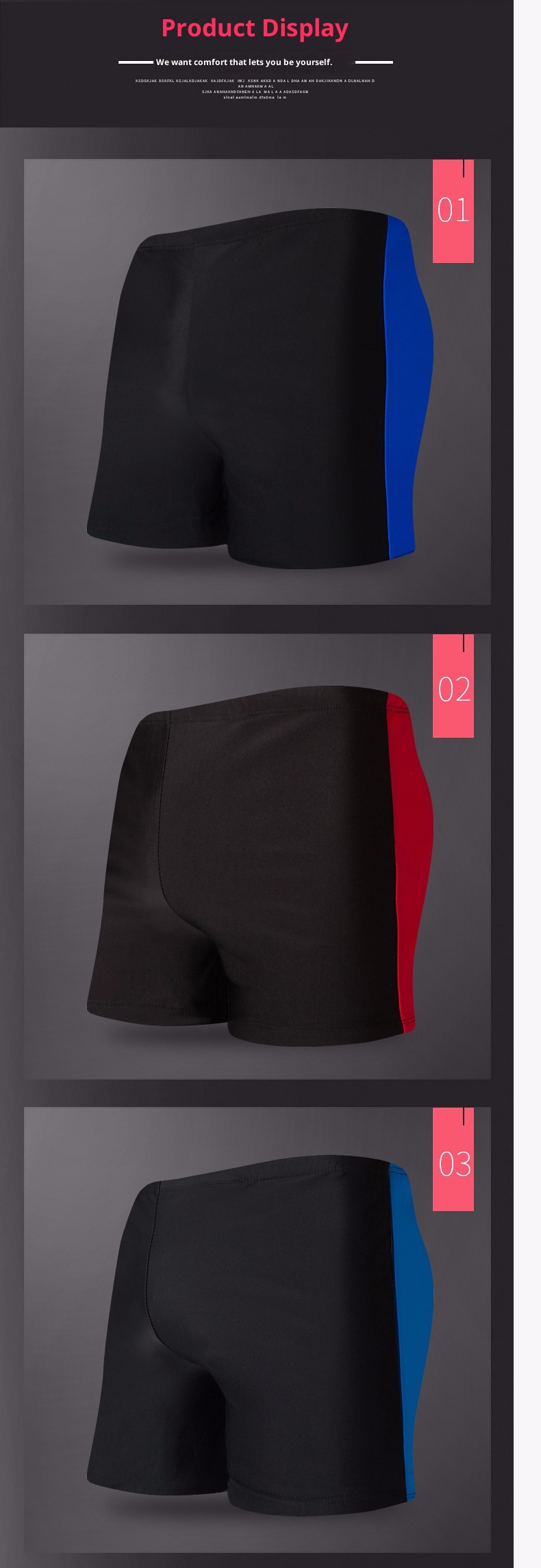 001 Badehose mit farblich abgesetztem Design, lockere Boxershorts für Herren, bequeme Urlaubsshorts für Erwachsene, ideal für heiße Quellen und Strände._voghion.com