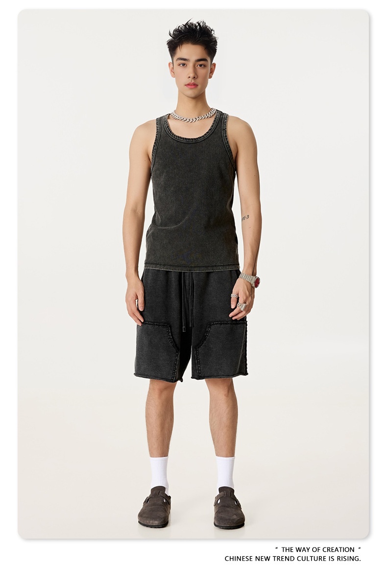 ActiveGo ActiveGo BE Me's Fashio|2025 Estate Europea Ad America High Street Tred Pantaloncini cargo casual sbiaditi e tinti a cera per_voghion.com