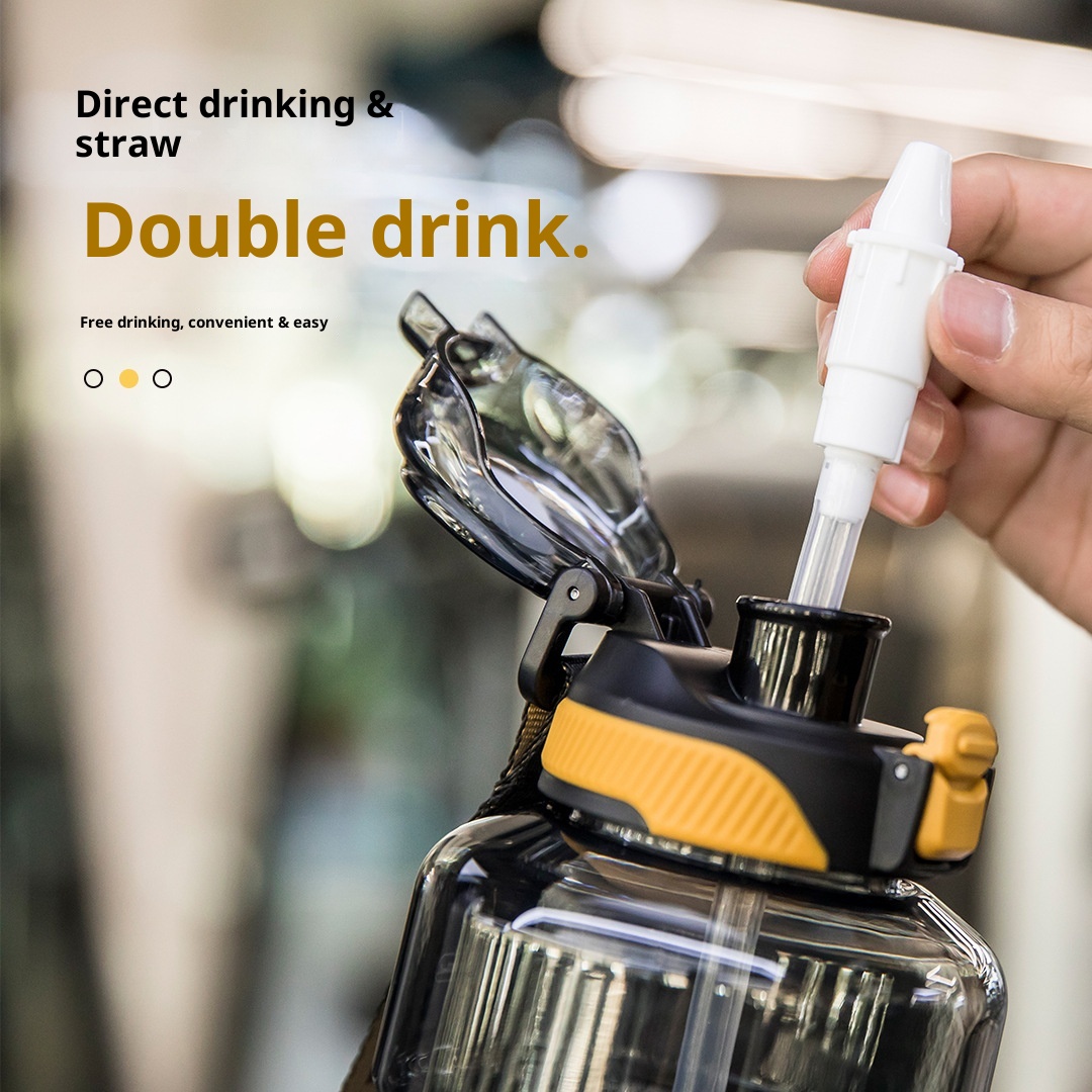 001 Tritan Verdickte Fitness-Trinkflasche mit großem Fassungsvermögen für Herren, tragbar, hitzebeständig, für Outdoor-Sportarten, Tonne, Fassform_voghion.com