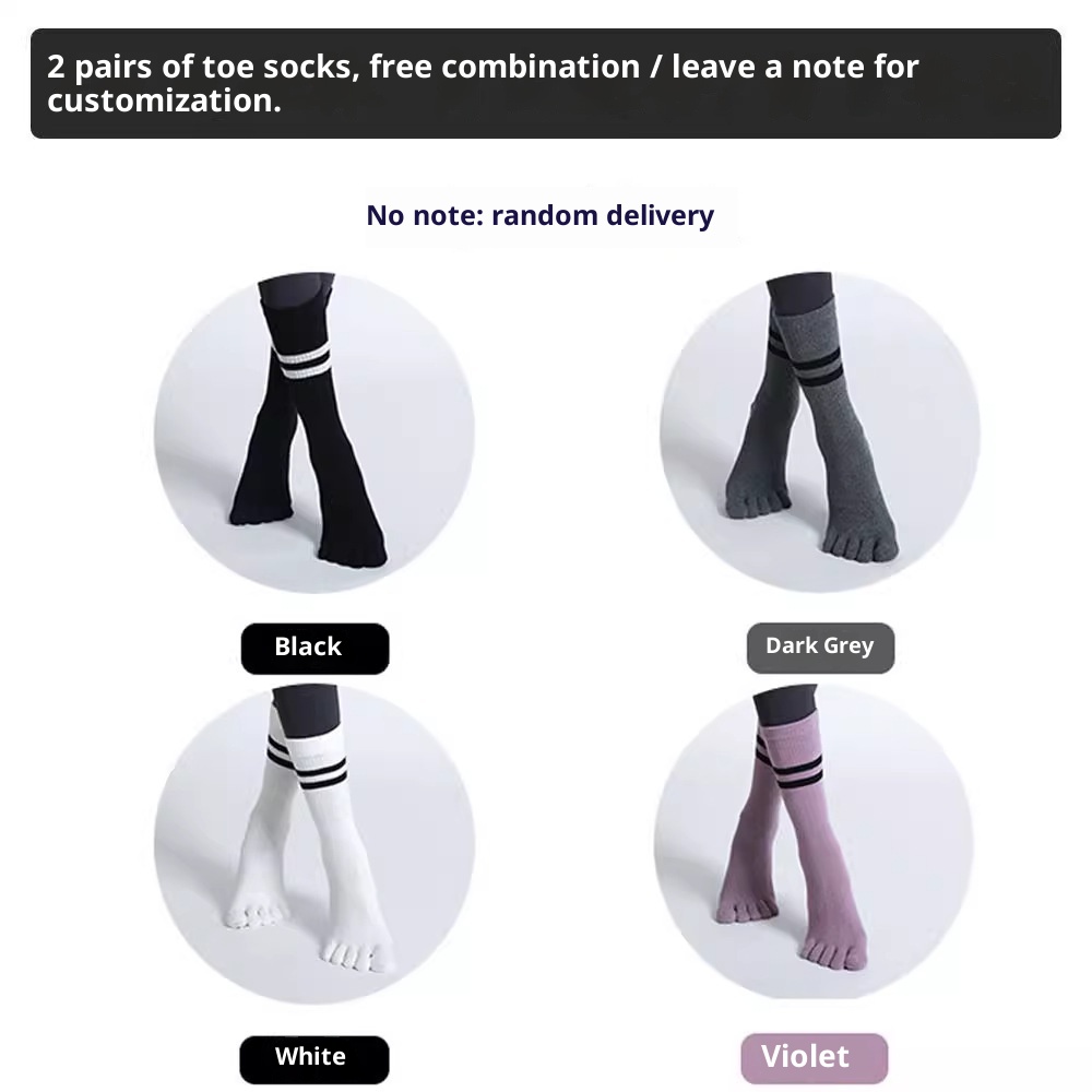 Chaussettes de yoga professionnelles Five-Finger Yoga antidérapantes mi-mollet pour le sport en salle, le Pilates, l'automne et l'hiver, chaudes et chaudes, idéales pour la danse au sol._voghion.com