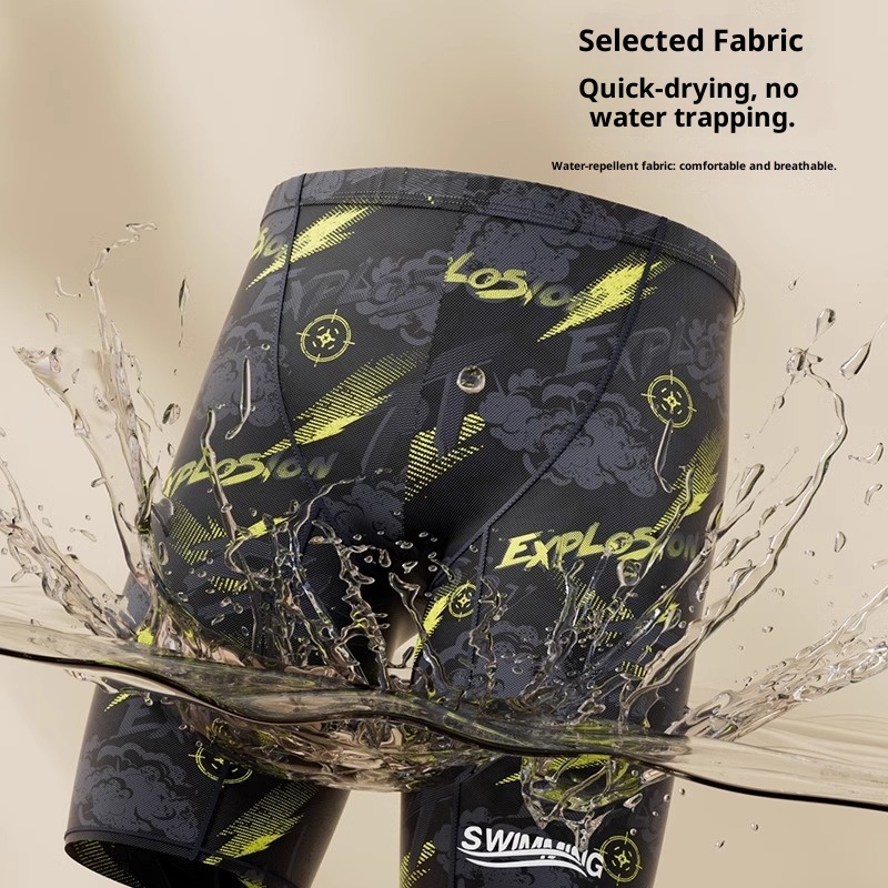 001 Men's Trunks Adult New Five-Point Swim Large Size Quick-Dry Racing Shorts Hot Spring Swimming Gear Full Set For Men_voghion.com