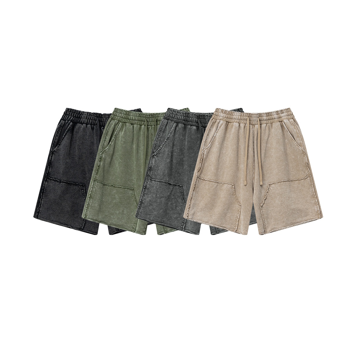 ActiveGo ActiveGo BE Me's Fashio|2025 Estate Europea Ad America High Street Tred Pantaloncini cargo casual sbiaditi e tinti a cera per_voghion.com