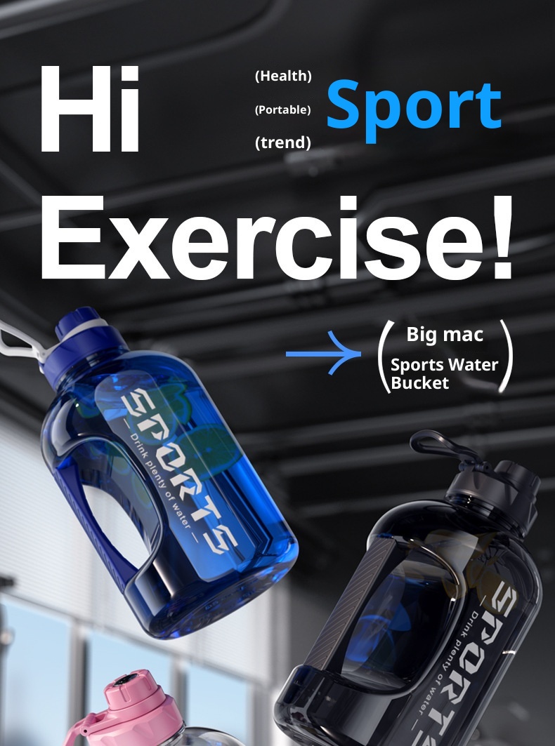 001 Borraccia in plastica di grandi dimensioni, resistente alle alte temperature, con cannuccia, per sport all'aria aperta e fitness, tazza spaziale Ton_voghion.com