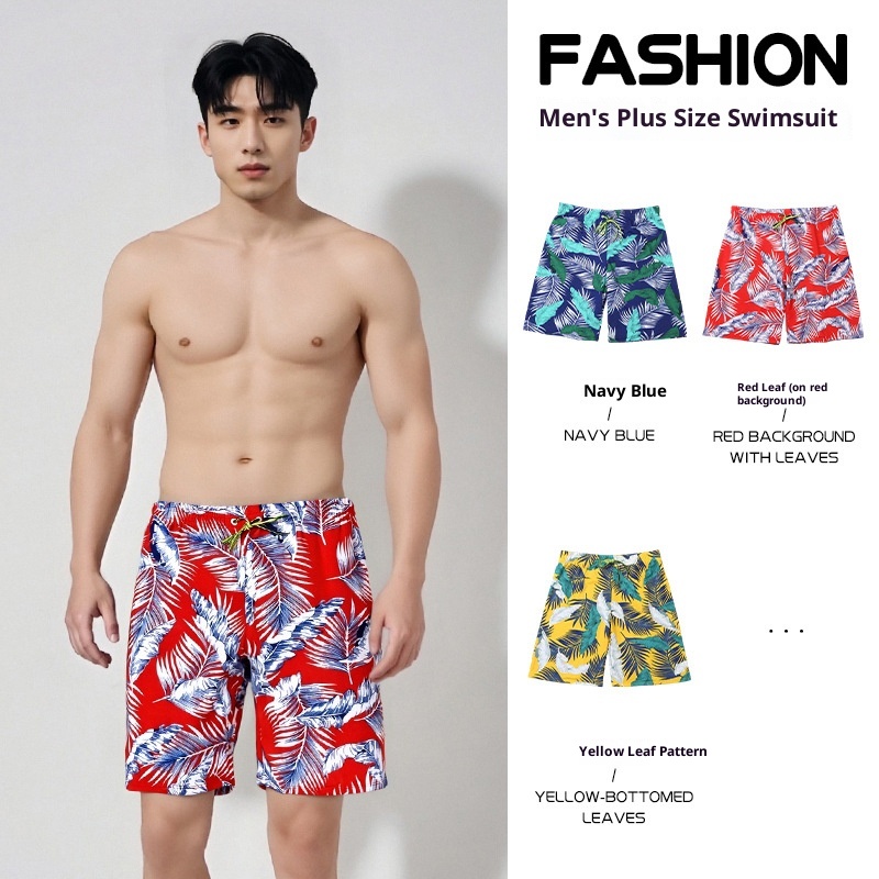 001 Plus Size Men's Swim Adult Comfortable Breathable Anti-Embarrassment Beach Shorts Fashion Printed Hot Spring Swimming_voghion.com