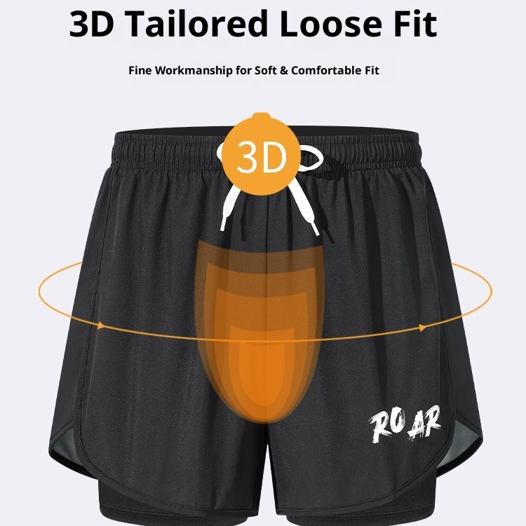 001 Adult Trunks New Professional Quick-Dry Two-Layer Loose Large Size Double-Layer Anti-Embarrassment Swimming Gear Set_voghion.com