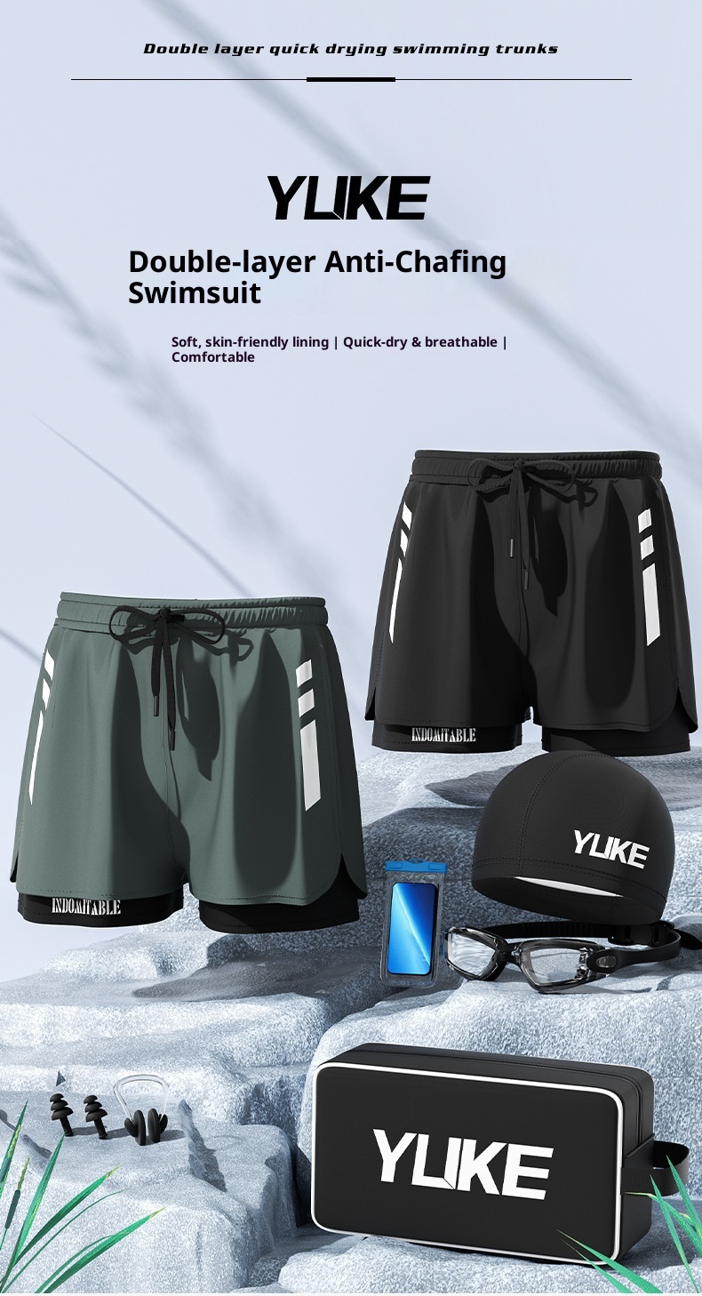 001 Trunks Men's Style Professional Anti-Embarrassment Double Layer Beach Shorts 2023 New Adult Swimming Gear Surfing_voghion.com