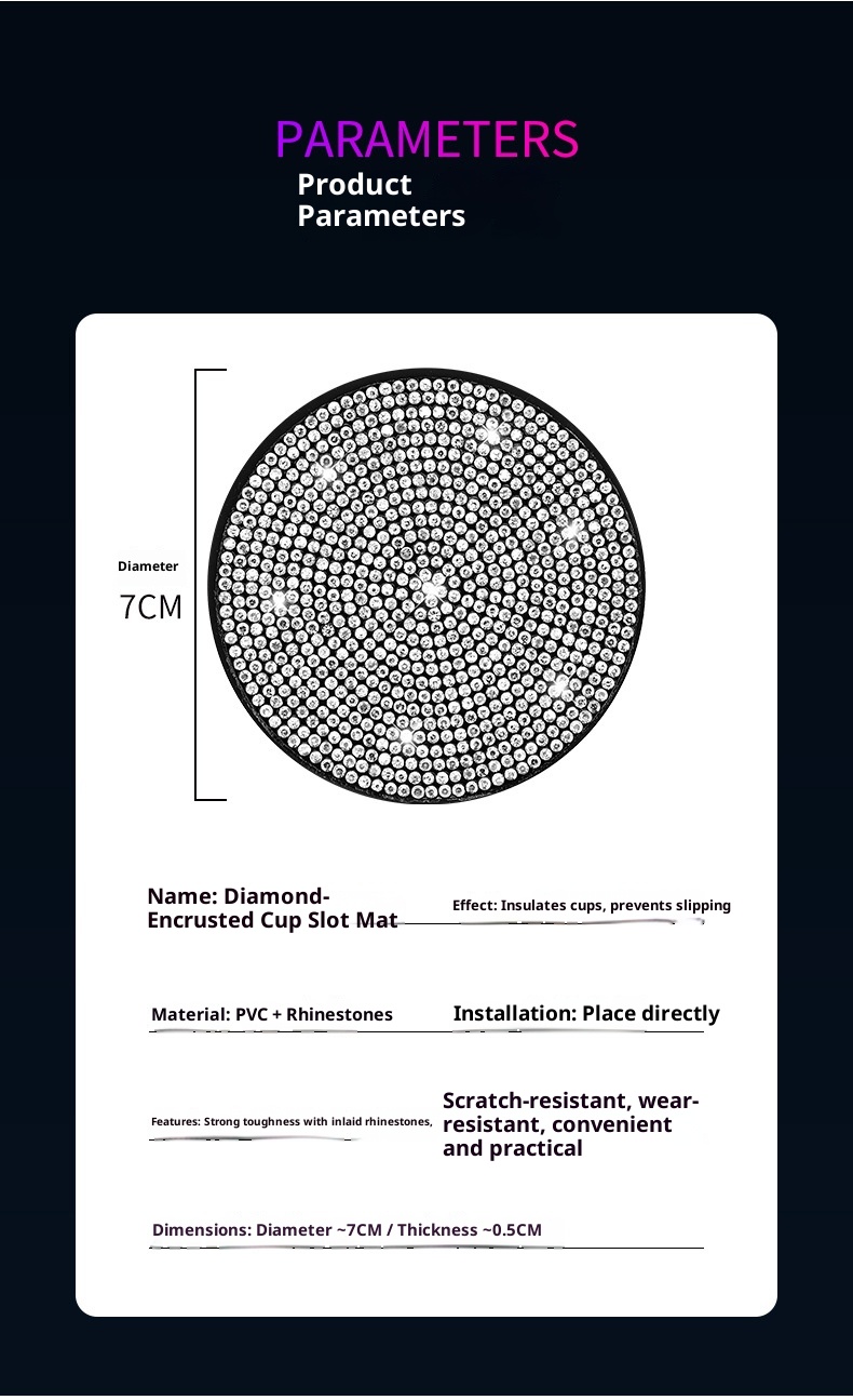 Small Deng Small Deng Cross-Border Exclusive With Rhinestones, Mat, Creative Car Anti-Slip Silicone Rhinestone Cup Mat_voghion.com