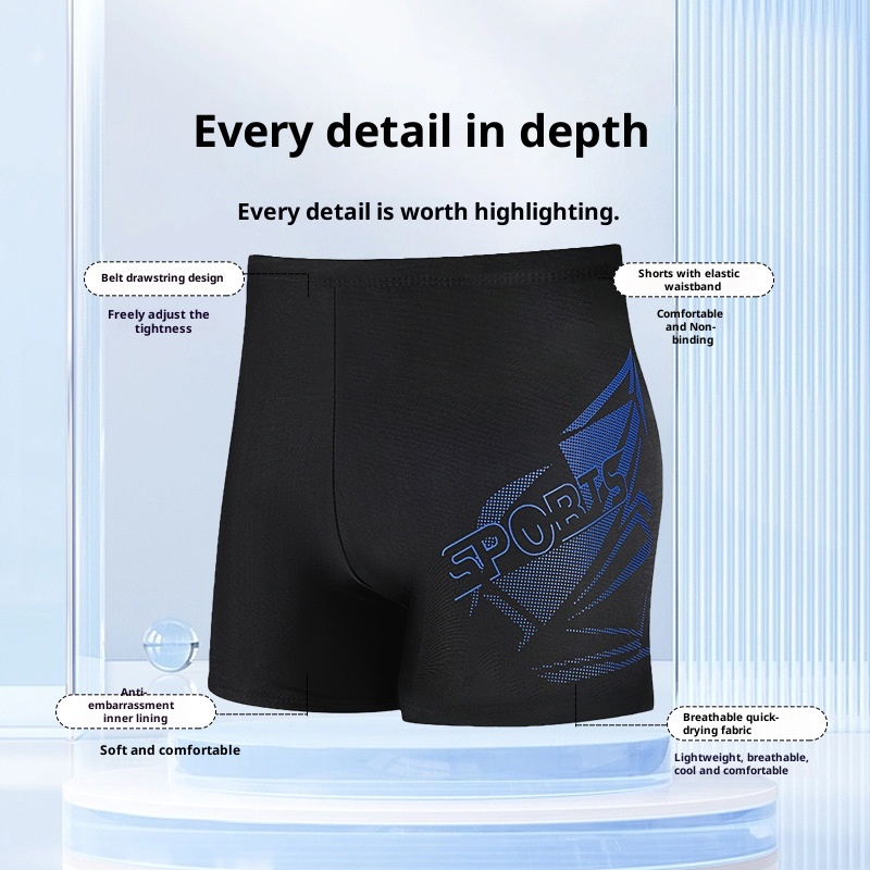 001 Plus Size Swim Trunks Boxer Loose Anti-Embarrassment Quick-Dry Swimming Suit Men's Adult Hot Spring Set Equipment_voghion.com
