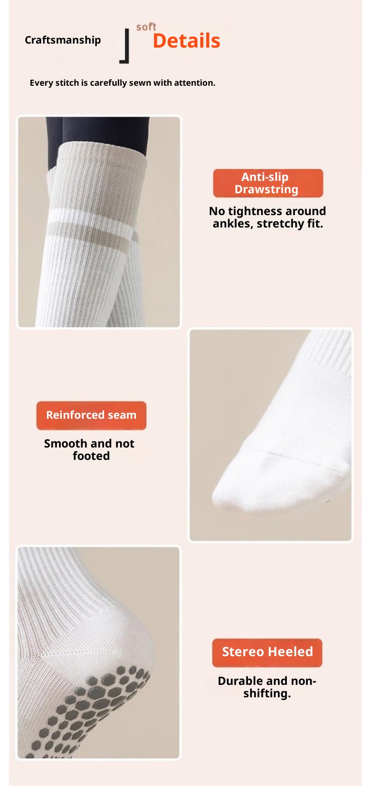 001 Yoga Socks Thin Non-Slip Mid-Calf Professional Compression Calf Pilates Summer Jump Rope Running Sports Fitness_voghion.com