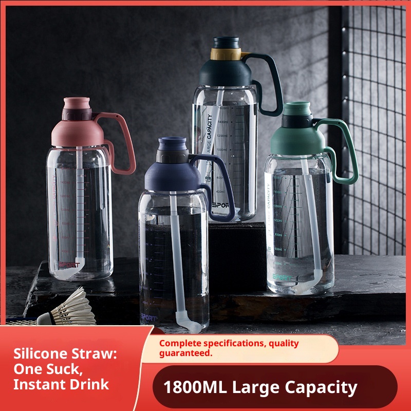 001 Space Plastic Outdoor Large Capacity Graduated Fitness Men And Women Sports Water Portable Convenient Transparent Straw_voghion.com