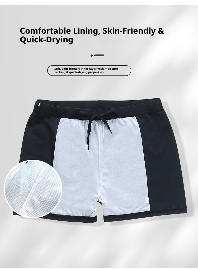 001 Swimming Boxer Factory Direct New Men's Adult Swim Trunks Plus Size Anti-Embarrassment Quick-Dry High-Waist Swimwear_voghion.com