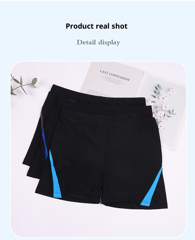 001 Neue, schlichte Badehose mit Seitenstreifen für heiße Quellen, bequem, atmungsaktiv, Boxershorts-Stil, schnelltrocknend, erfrischend, Großhandel für Erwachsene_voghion.com