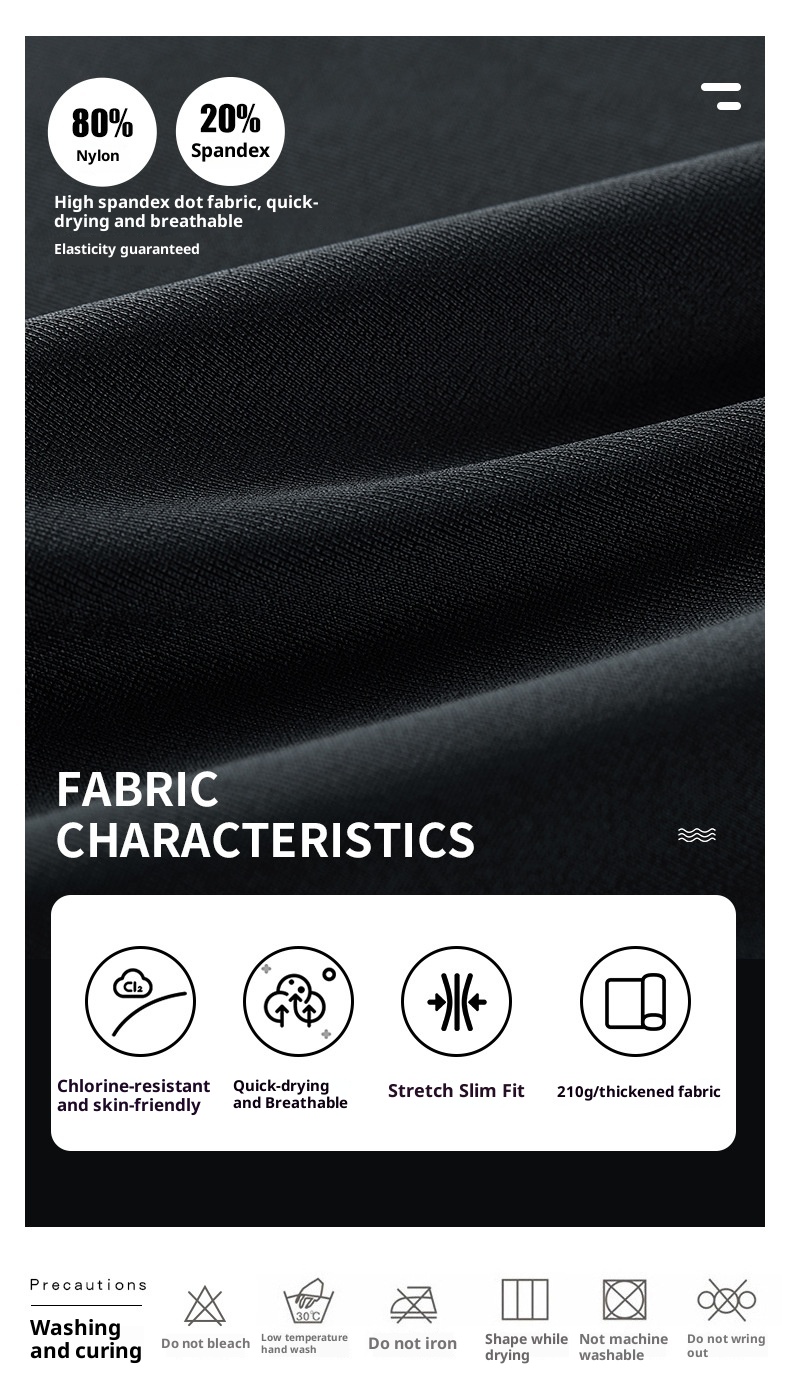 001 New Cross-Border Adult Men's Tight Breathable Nylon Boxer Shorts Extended Chlorine-Resistant Five-Point Swimming Trunks_voghion.com