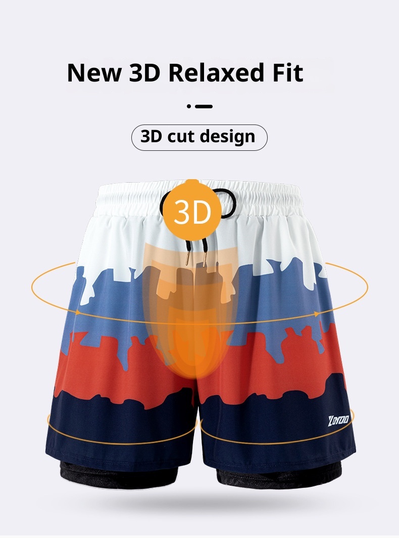 001 Adult Swimming New Men' Double Layer Quick-Dry Anti-Embarrament Swim Trunk Boxer Looe Breathable Caual Beach_voghion.com