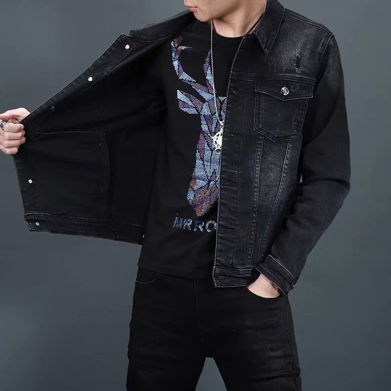 ActiveGo ActiveGo Men's Denim 2023 Spring And Autumn American Style Trendy Retro Coat Embroidered Jacket Versatile Top_voghion.com