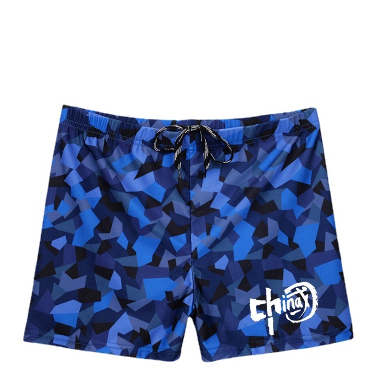 001 National Trend New Adult Plus Size Printed Men's Swimwear Boxer Hot Spring Quick-Dry Professional Swimming Trunks_voghion.com