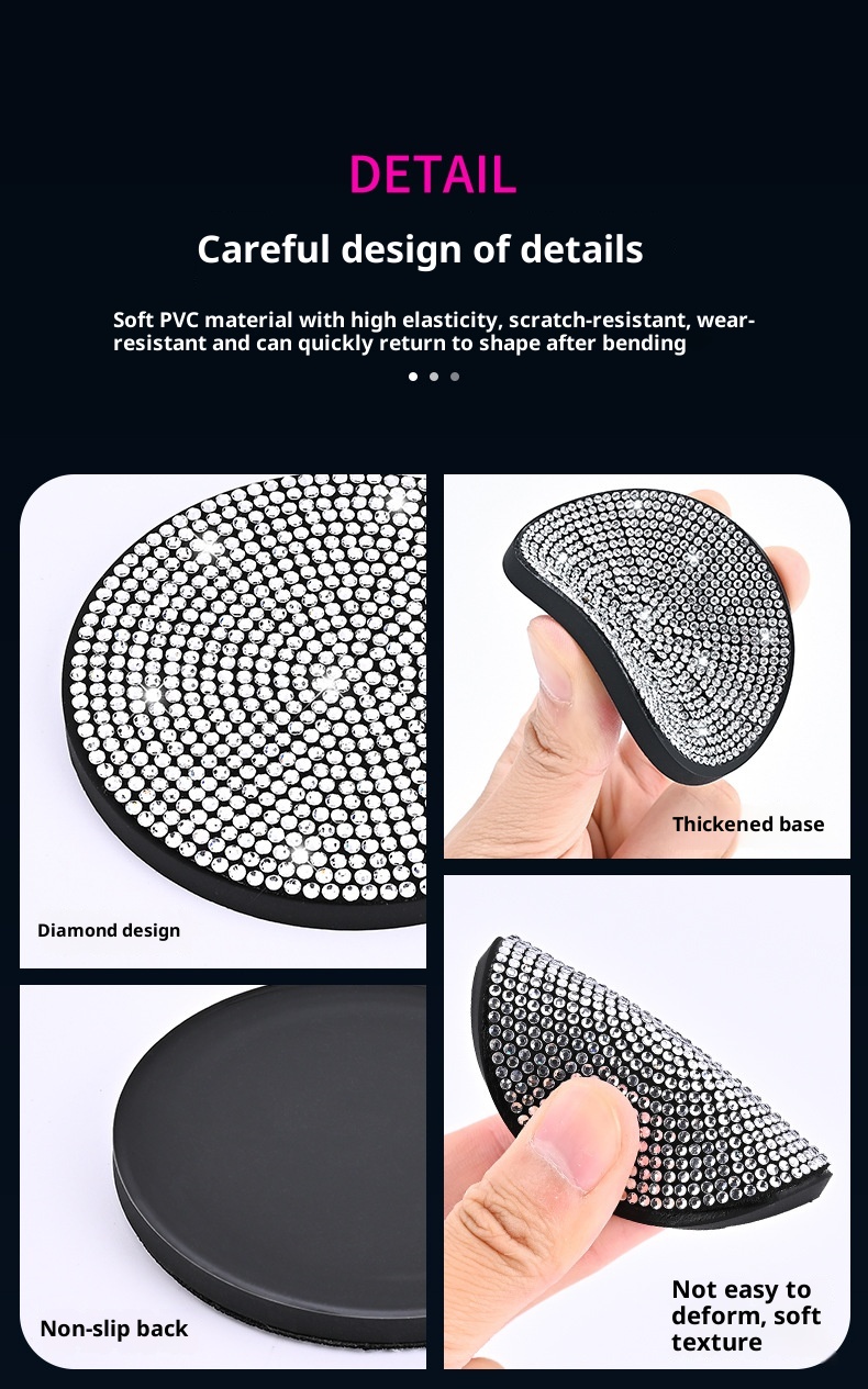 Small Deng Small Deng Cross-Border Exclusive With Rhinestones, Mat, Creative Car Anti-Slip Silicone Rhinestone Cup Mat_voghion.com