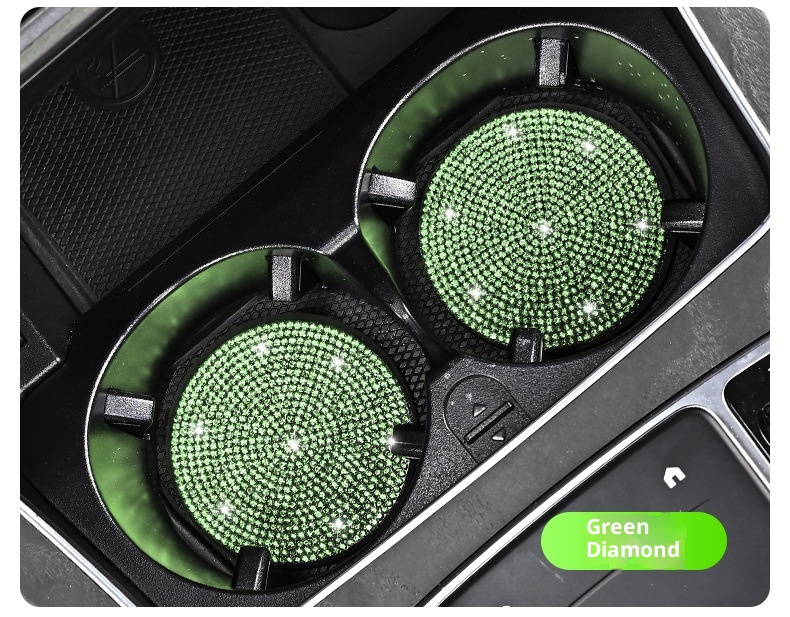 Small Deng Small Deng Cross-Border Exclusive With Rhinestones, Mat, Creative Car Anti-Slip Silicone Rhinestone Cup Mat_voghion.com