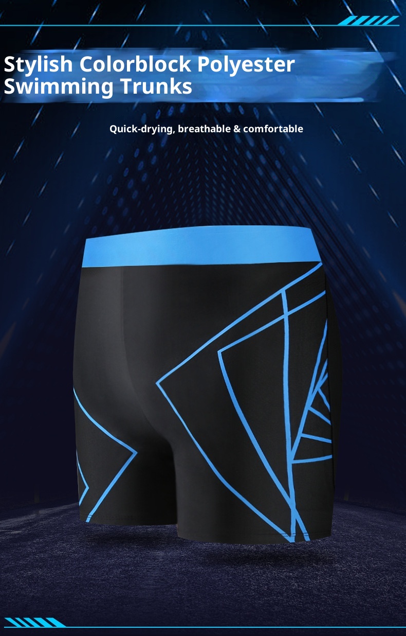 001 Men's Swim Anti-Embarrassment Adult Plus Size Fashion Color Block Polyester Beach Shorts Seaside Vacation Hot Spring_voghion.com