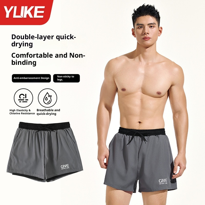 001 Men's Adult Large Size Anti-Embarrassment Double Layer Swim Trunks 2025 New Beach Shorts Swimming Gear Full Set For Men_voghion.com